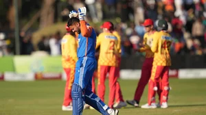 AP : India's Avesh Khan reacts after being dismissed by Zimbabwe during the first T20I in Harare on Saturday (July 6, 2024).
